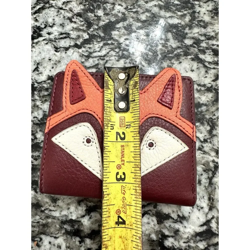 Fossil Fox Appliqué Bifold Wallet in Burgundy, Coral & Cream Novelty